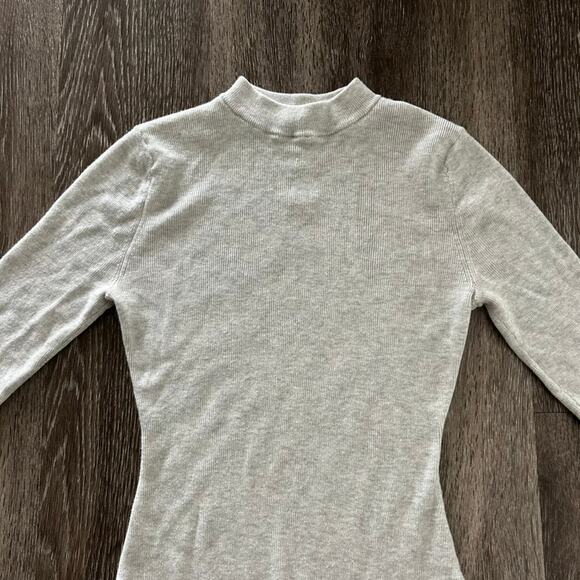 EUC ADAY Like A Glove Bodysuit High Neck Short Sleeve‎ Gray Merino Wool Size XS - Picture 3 of 16